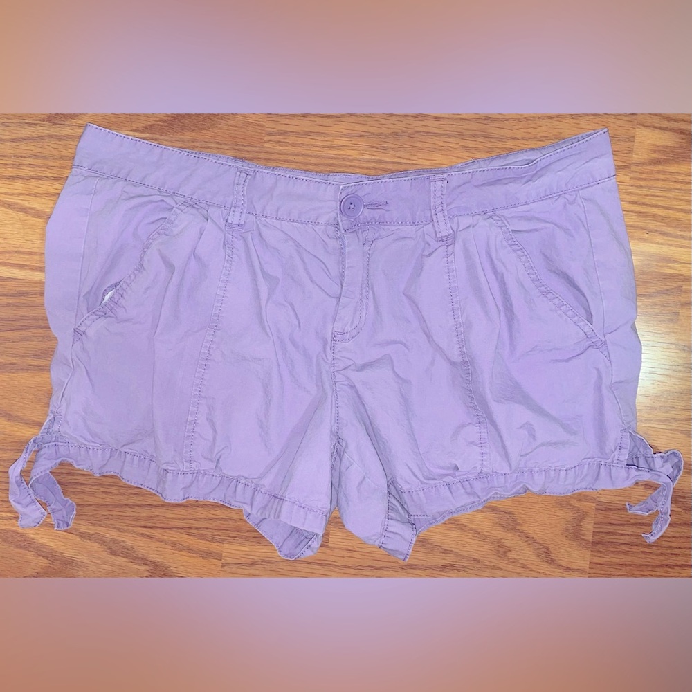 Norma Kamali Size 10 Purple Shorts 100% Cotton utility cargo
